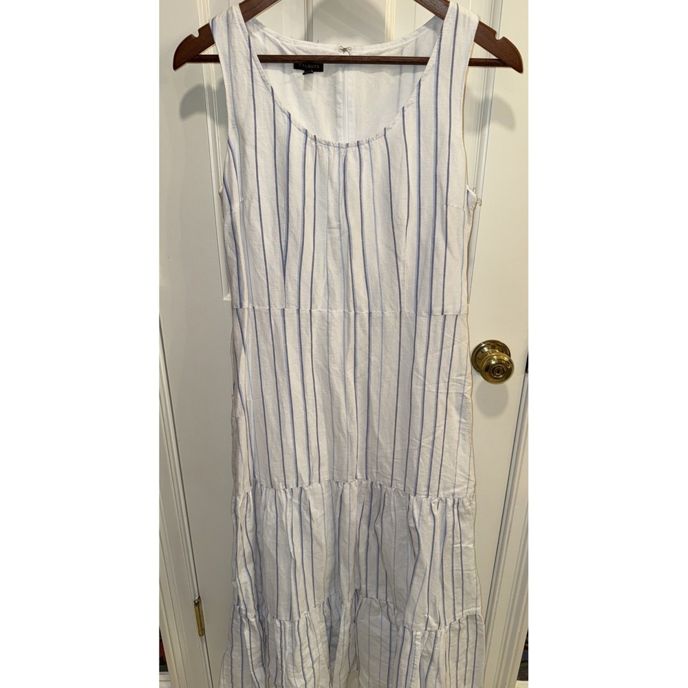 Talbots Women's Striped Linen Cotton Blend Maxi Dress Sleeveless Sz 2 Blue - Picture 3 of 5